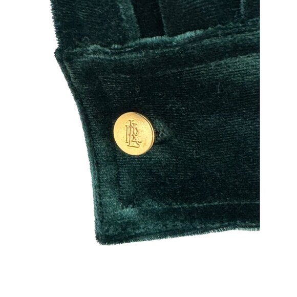 Ralph Lauren Dark Green Velvet Stretch Tunic Top Blouse Shirt Size L Velour - Picture 4 of 9